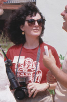 Tina Bucuvalas with ethnomusicologist Dale Olsen (left) and harpist Jesus Rodriguez (right) at the South Florida Folk Festival: Miami, Florida (1988)