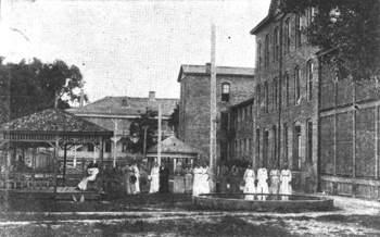 View of white female convalescent yard, Florida State Hospital