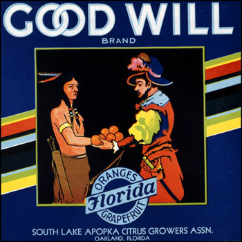 South Lake Apoka Citrus Growers Association's Goodwill brand citrus label: Oakland, Florida (mid 1900s)