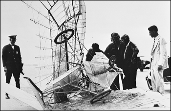 Ornithopter and creator George R. White at St. Augustine (1927)