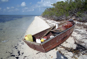 Cuban refugee boat beached on the south side of the Marquesas Keys (2004)