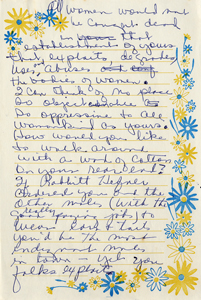 Handwritten draft of letter from Roxcy Bolton to Playboy Plaza Hotel, page 2 (1971)