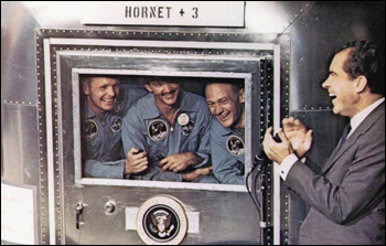 Astronauts greeted by President Nixon upon their return (1969)