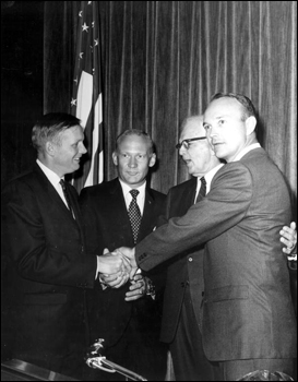 U. S. Senator Spessard L. Holland standing with the first lunar astronauts (ca. 1969)