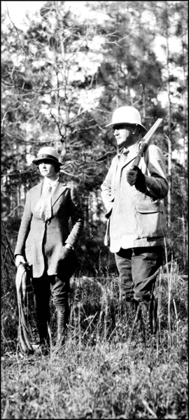 Col. and Mrs. Lloyd C. Griscom dressed for hunting at Luna Plantation: Leon County, Florida (ca. 1930s)