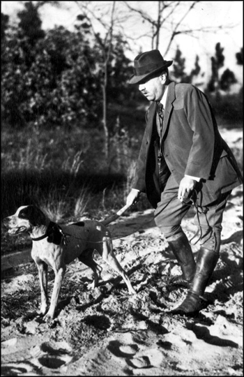 Udo Fleischmann with his hunting dog "The Coming Storm": Leon County, Florida (ca. 1930s)