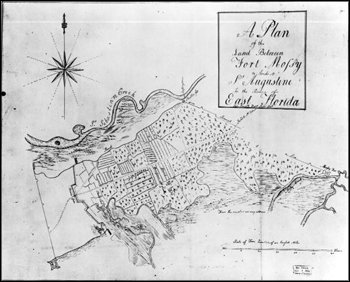 Plan of the land between Fort Mossey (Mose) and Saint Augustine (ca. 1770s)