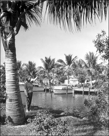 View of the Trailer park and boat area at Briny Breezes: Delray Beach, Florida (1963)