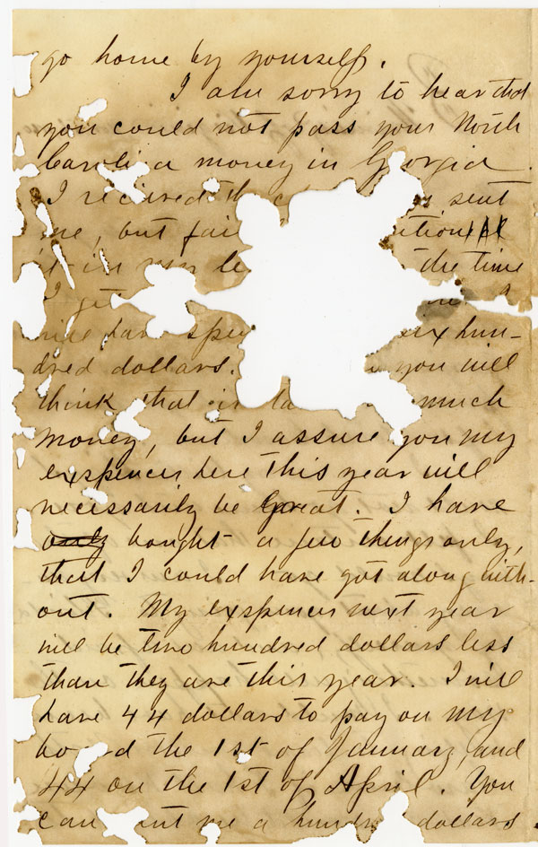 Letter of November 6, 1860, from J. D. Pittman to My Dear Mother 