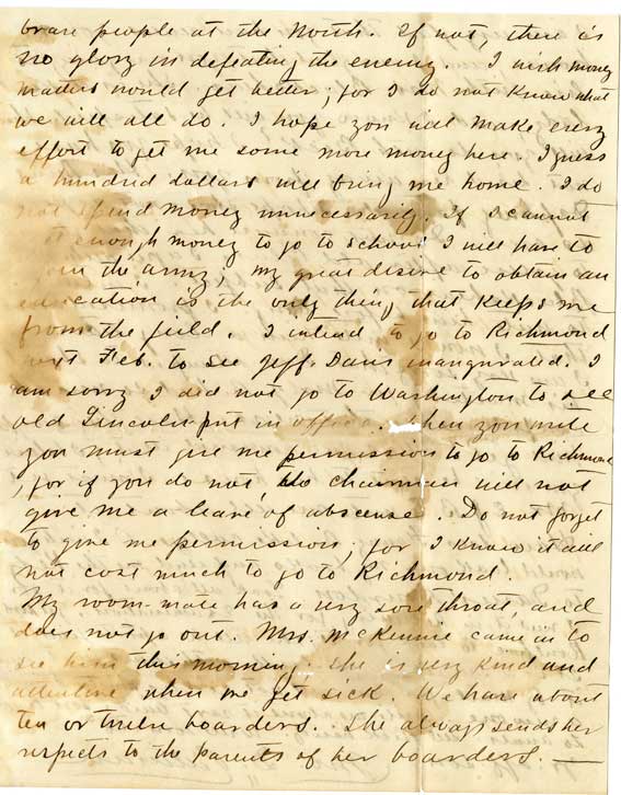 Letter of December 4, 1861, from J. D. Pittman to Dear Mother