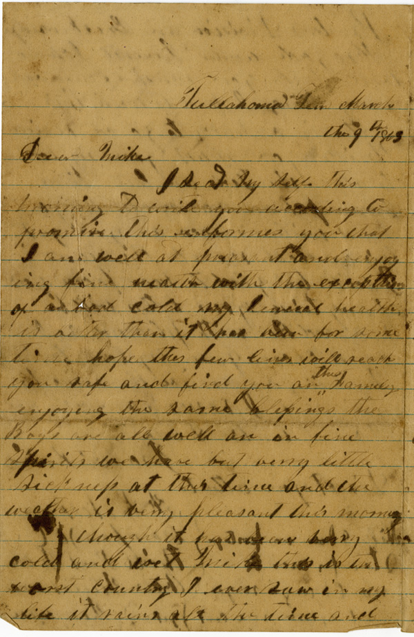 Francis R. Nicks Letter, 1863