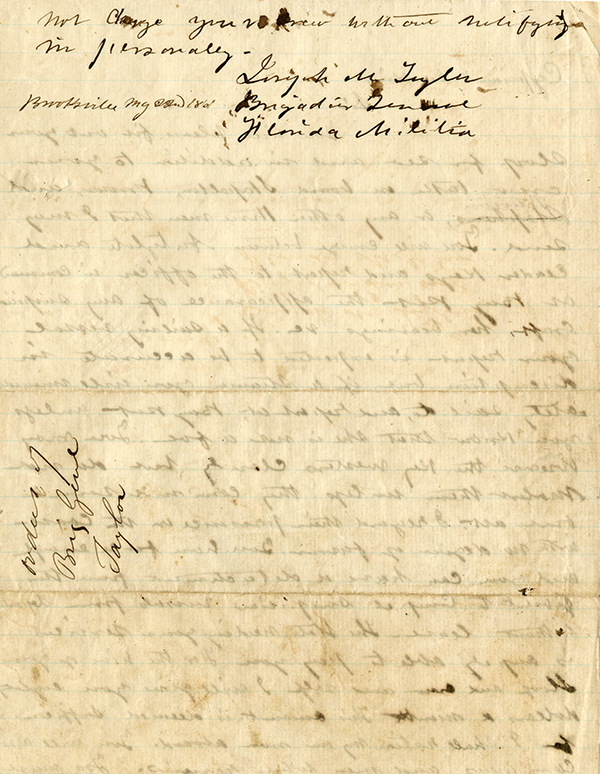 Brigadier General Joseph M. Taylor to Cyprian T. Jenkins, May 22, 1861
