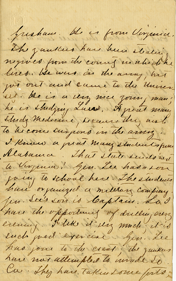 J. D. Pittman to My Dear Mother, November 18, 1861 
