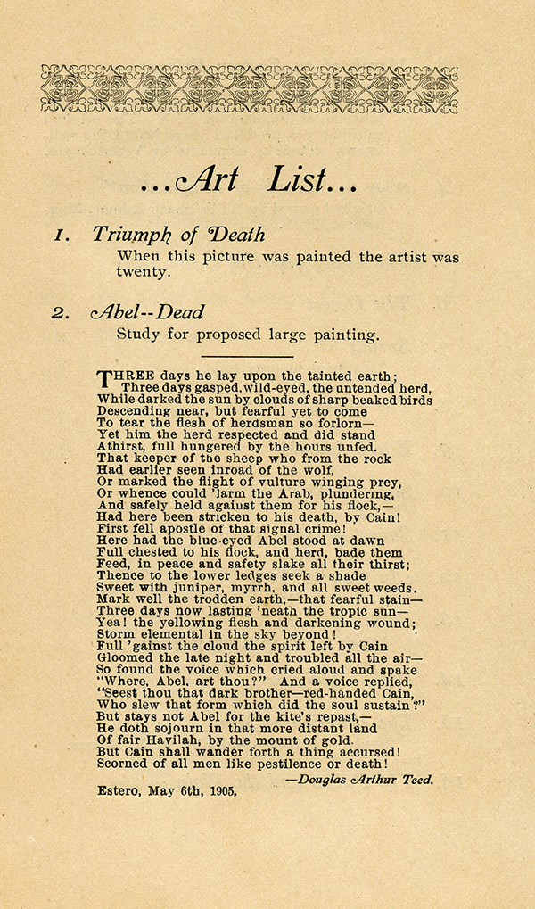 Exhibition of art program, 1905
