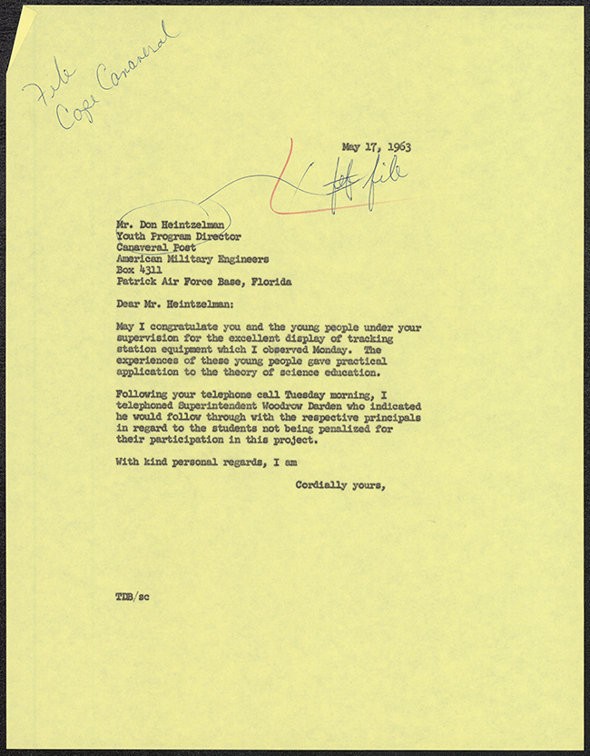 Thomas Bailey to Don Heintzelman, May 17, 1963