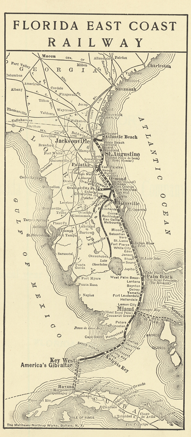 Florida East Coast Railway Map, 1917