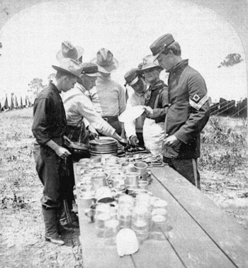 Company D Florida volunteers at dinner: Tampa, Florida (1898) 