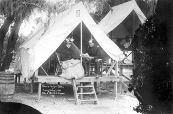 Colonel and Mrs. William Jennings Bryan in a tent under the live oaks : Jacksonville, Florida