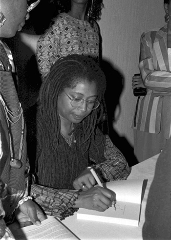 Alice Walker signing autographs at the Zora Neale Hurston Festival of the Arts and Humanities: Eatonville, Florida(1990)