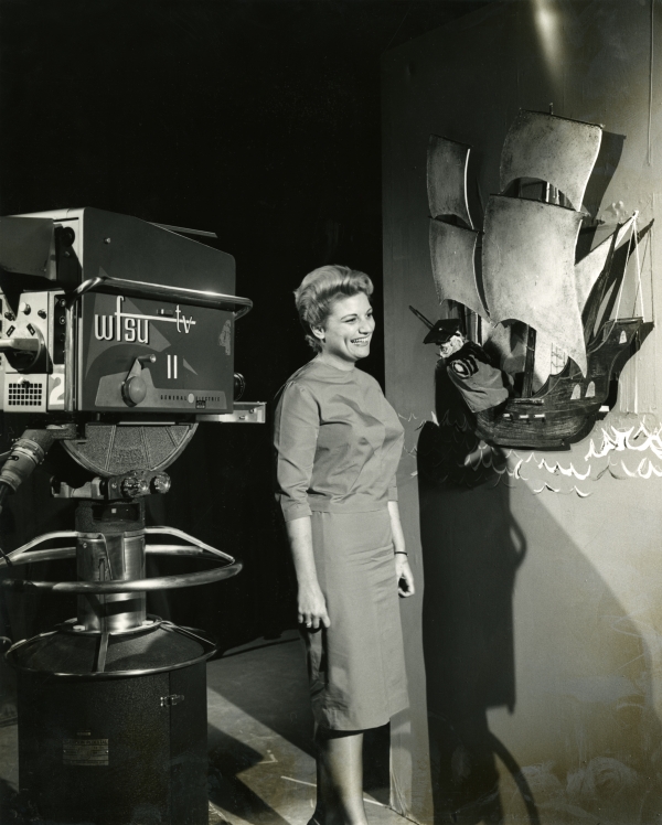 Nancy Tribble Benda on the set of WFSU-TV's educational children's television show, 