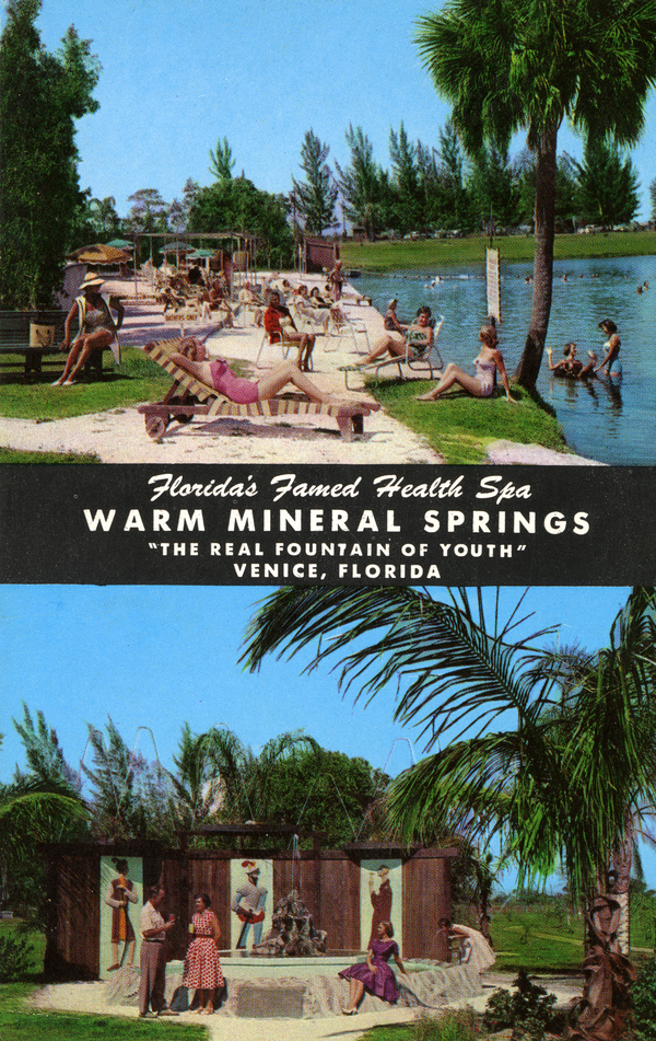 Promotional literature for Warm Mineral Springs, located near Venice in Sarasota County (1956).