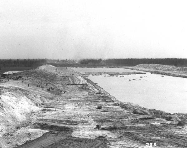 An early view of construction on the Cross-Florida Barge Canal, probably around Dunnellon (1936).