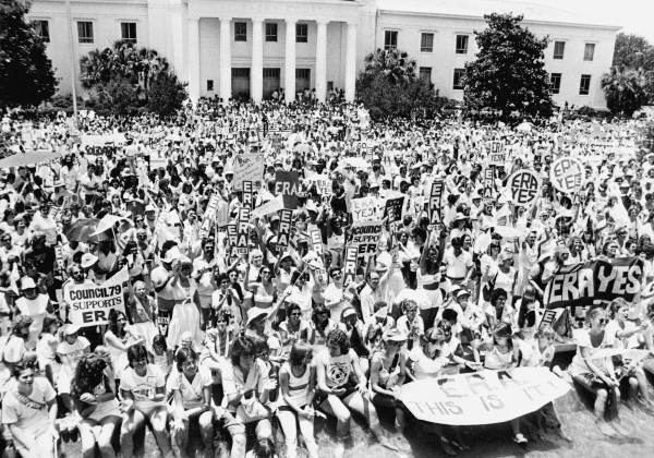 ERA demonstration between the Florida Capitol and Supreme Court building, 1979.