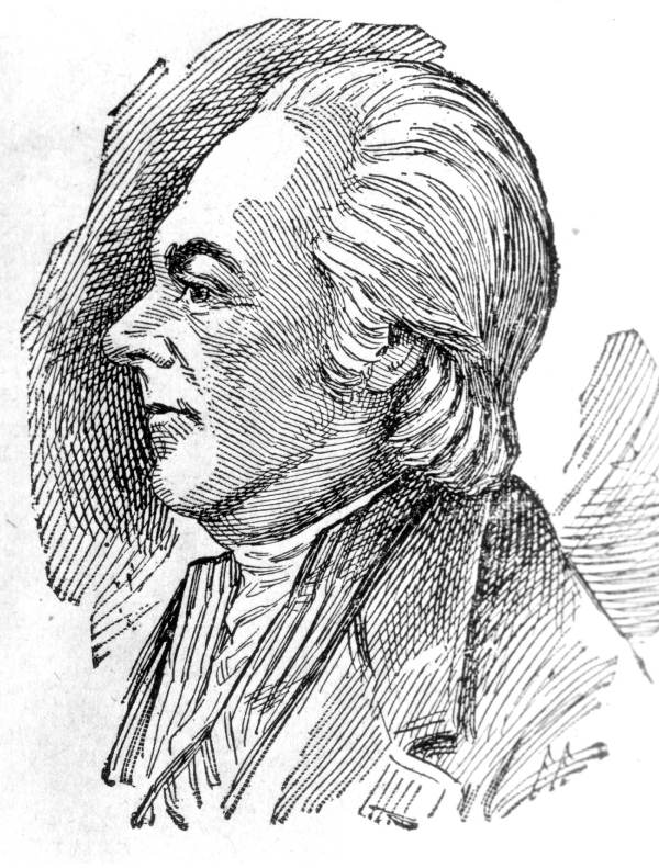 Drawn portrait of Andrew Ellicott, who represented the United States on the joint commission tasked with surveying out the boundary line separating Spanish Florida from the United States (circa 1800s).