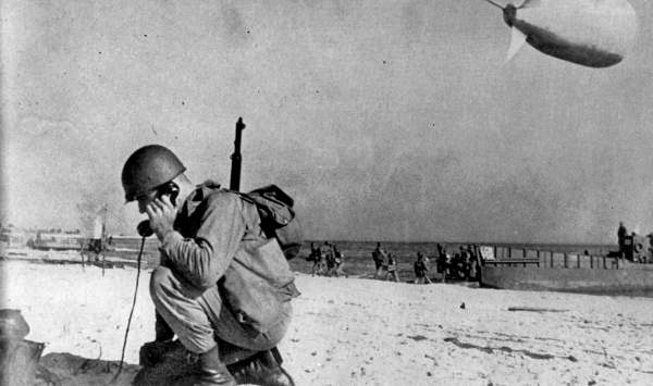 Practice at the beach of Camp Gordon Johnston.