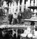 Governor Bloxham and unidentified couple on the capitol grounds - Tallahassee, Florida.