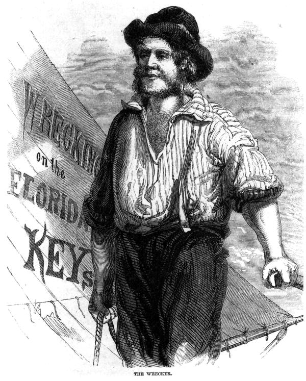 Engraving of a typical wrecker in the Florida Keys.