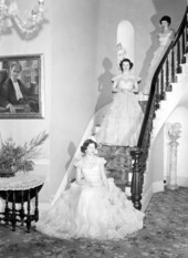 Young women pose on a staircase in "Goodwood" - Tallahassee, Florida.