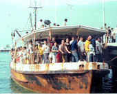 The "El Dorado" arriving with Cuban refugees during the Mariel Boatlift - Key West, Florida