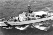 Coast Guard cutter "Cape Strait" with Haitian refugees on board.