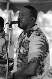 Lee Whyms of the Junkanoos from Key West performing at the 1984 Florida Folk Festival - White Springs, Florida