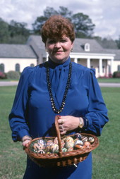 Sophia Moskaluk with her hand-painted Ukrainian Easter eggs - White Springs, Florida