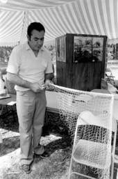 Minorcan netmaker Wilford Masters at the 1983 Florida Folk Festival - White Springs, Florida