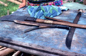 Mary B. Billie's tools for gathering palmetto fibers to make Seminole dolls - Big Cypress Reservation, Florida