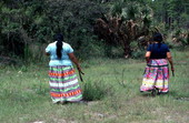 Mary B. Billie and daughter Claudia C. John in search of palmetto fibers to make dolls - Big Cypress Reservation, Florida