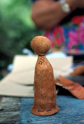 Seminole doll in the process of being made by Mary Billie - Big Cypress Reservation, Florida