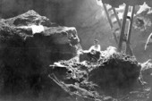 Walter Holmes looking up towards entrance of Saber-Tooth Cave from deeper part of cave - Lecanto, Florida