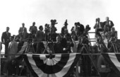 Television crews and photographers set up for inauguration of Governor LeRoy Collins - Tallahassee, Florida