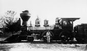 Boys and crew posed with Florida Railway and Navigation Company engine number 16.