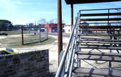 Close-up view of bleachers at a baseball field in Port St. Joe.