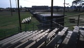 Close-up view of bleachers at a baseball field in Port St. Joe.