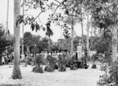 Koreshan Unity president Hedwig Michel speaking during dedication at the Koreshan State Historic Site park in Estero, Florida.