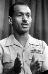 NASA astronaut Marine Colonel Charles Bolden gives a news conference prior to speaking at Florida Agricultural and Mechanical University - Tallahassee, Florida.