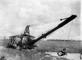 Dredge excavating on the St. Lucie Canal in the Everglades Drainage District.