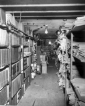 Storage and periodical shelving in the basement of the Florida State Library - Tallahassee, Florida.