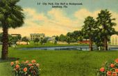 City Park, city hall in background, Leesburg, Fla.